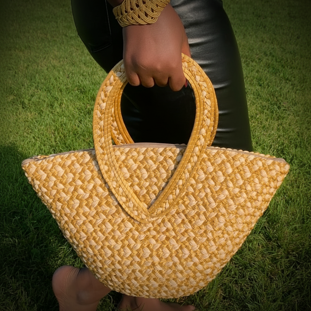 Verbeterde lifestyle foto met gouden capim dourado mandentas